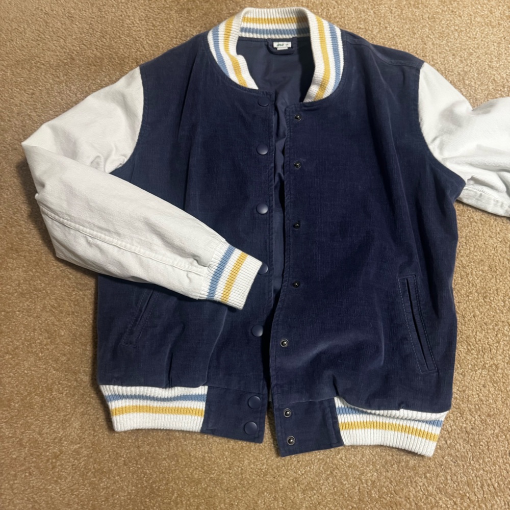 Aerie Varsity Jacket - Periwinkle and White
